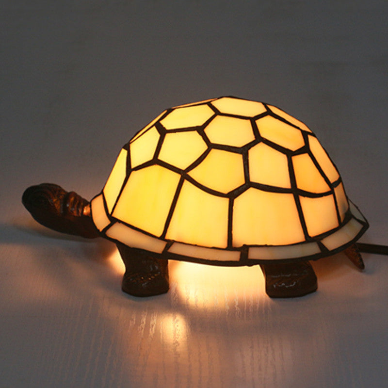 Adorable Turtle Table Lamp: Baroque Stained Glass Night Light For Kids Bedroom White
