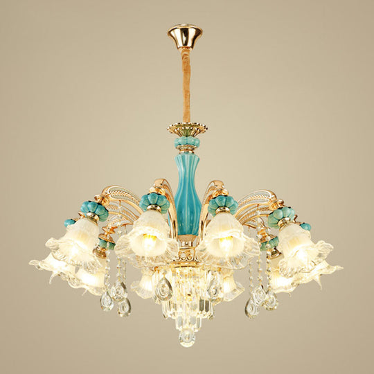 Gold Petal Ceiling Pendant Light With Frosted Glass - Elegant Crystal Chandelier For Living Room