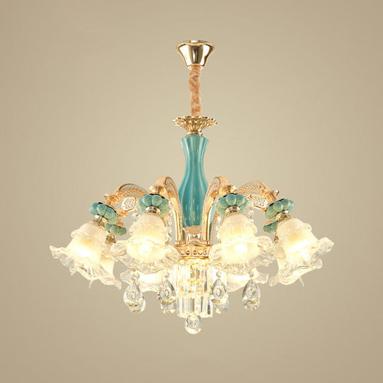 Gold Petal Ceiling Pendant Light With Frosted Glass - Elegant Crystal Chandelier For Living Room 8 /