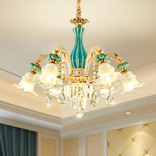 Gold Petal Ceiling Pendant Light With Frosted Glass - Elegant Crystal Chandelier For Living Room 6 /