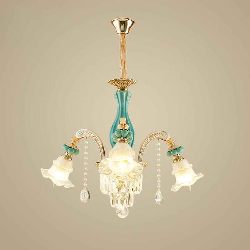 Gold Petal Ceiling Pendant Light With Frosted Glass - Elegant Crystal Chandelier For Living Room 3 /