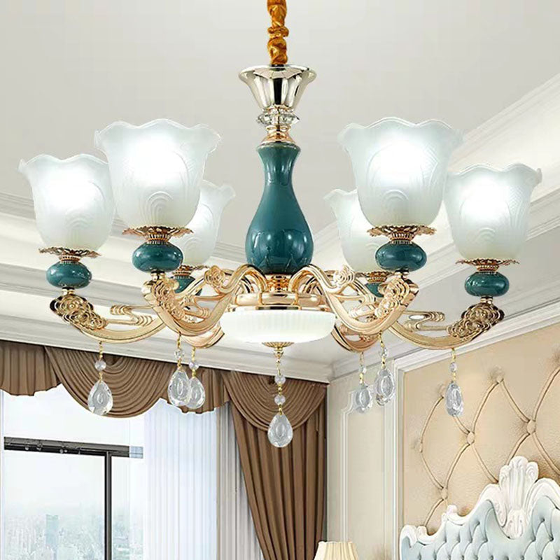 Modern Green Frosted Glass Pendant Light Kit for Living Room Ceiling Chandelier