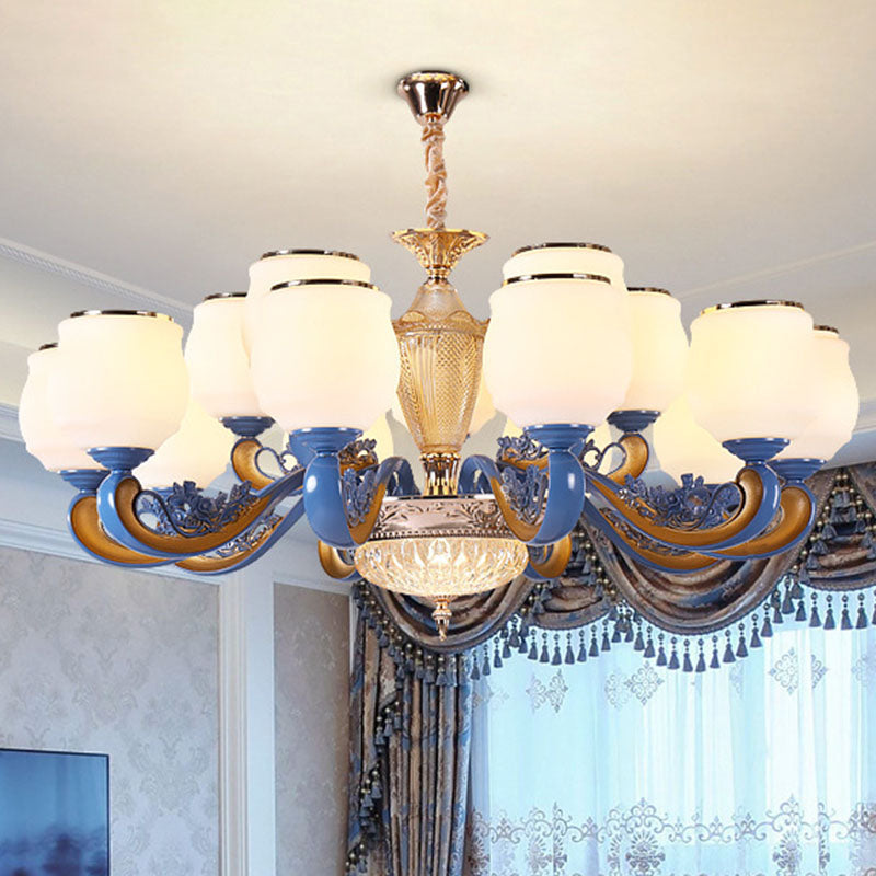 Modern Glass Blue Ceiling Chandelier With Curved Pendant Lighting Fixture And Shade 18 / Clear 1