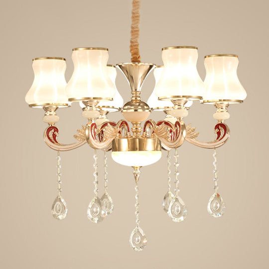 Nordic Metal Chandelier: Gold Pendant Light With Flared Glass Shade