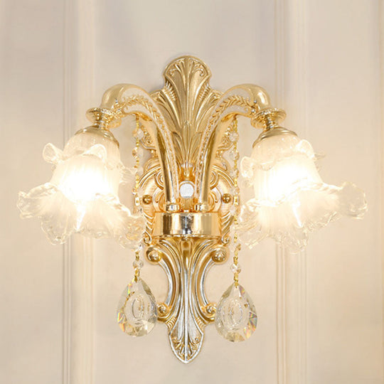 Modern Frosted Glass Pendant Lamp with Crystal Ball – Elegant Gold Corridor Chandelier