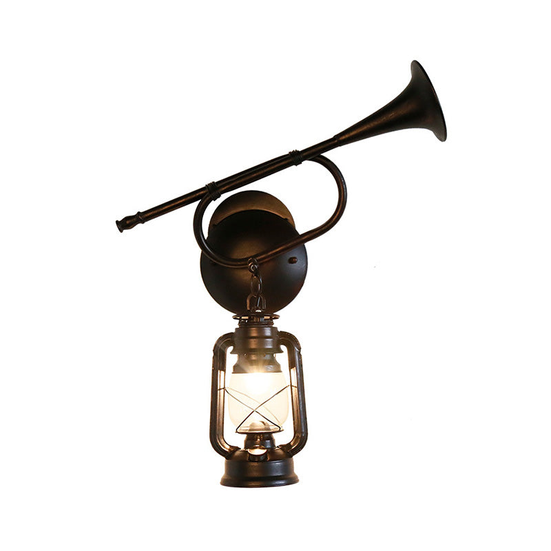 1-Light Industrial Kerosene Wall Lamp In Bronze Metal Sconce Design For Indoor Spaces -