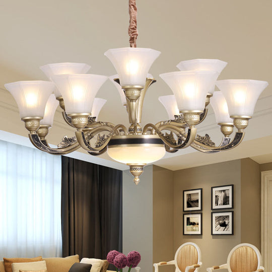 Contemporary Glass Pendant Light Kit: Bell-Shaped Ceiling Chandelier for Living Room, White