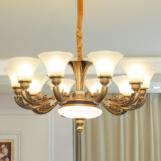 Contemporary Glass Pendant Light Kit: Bell-Shaped Ceiling Chandelier for Living Room, White