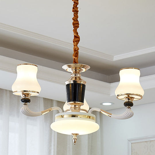 Modern Milky Glass Flared Pendulum Chandelier for Dining Room Lighting