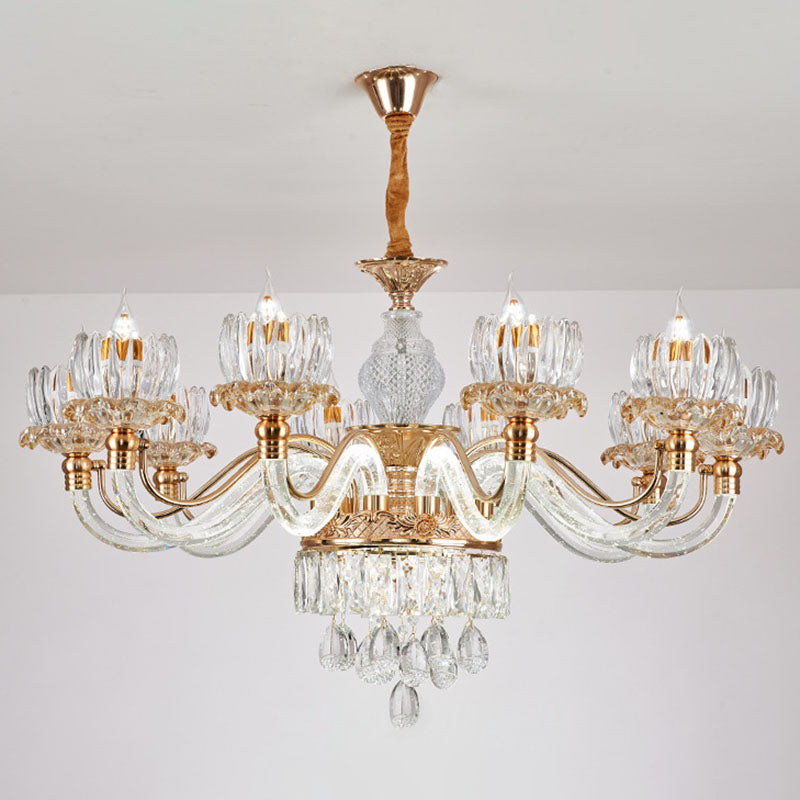Contemporary Rose Gold Crystal Pendant Chandelier - Flower Design Ideal For Living Room Décor 10 /