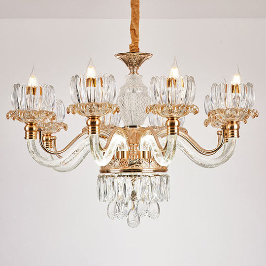 Contemporary Rose Gold Crystal Pendant Chandelier - Flower Design Ideal For Living Room Décor 8 /