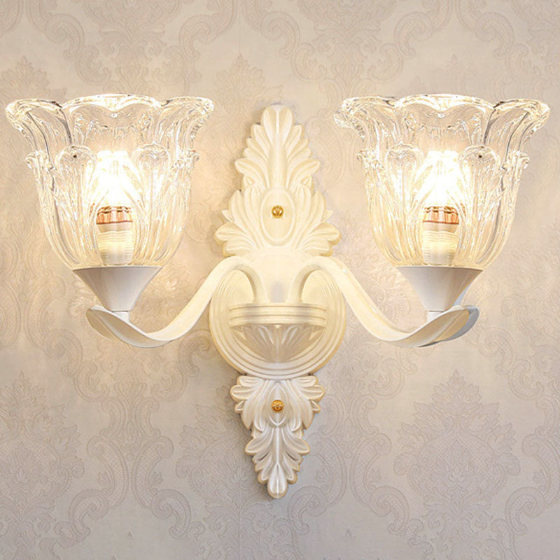 Sleek White Pendant Light Kit: Clear Crystal Flower Ceiling Chandelier for Dining Room