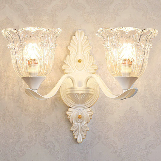 Sleek White Pendant Light Kit: Clear Crystal Flower Ceiling Chandelier for Dining Room