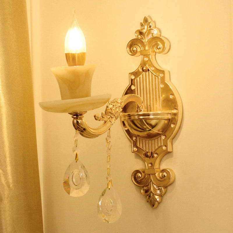 Modern Gold Crystal Droplet Glass Flower Wall Mount Sconce 1 / E