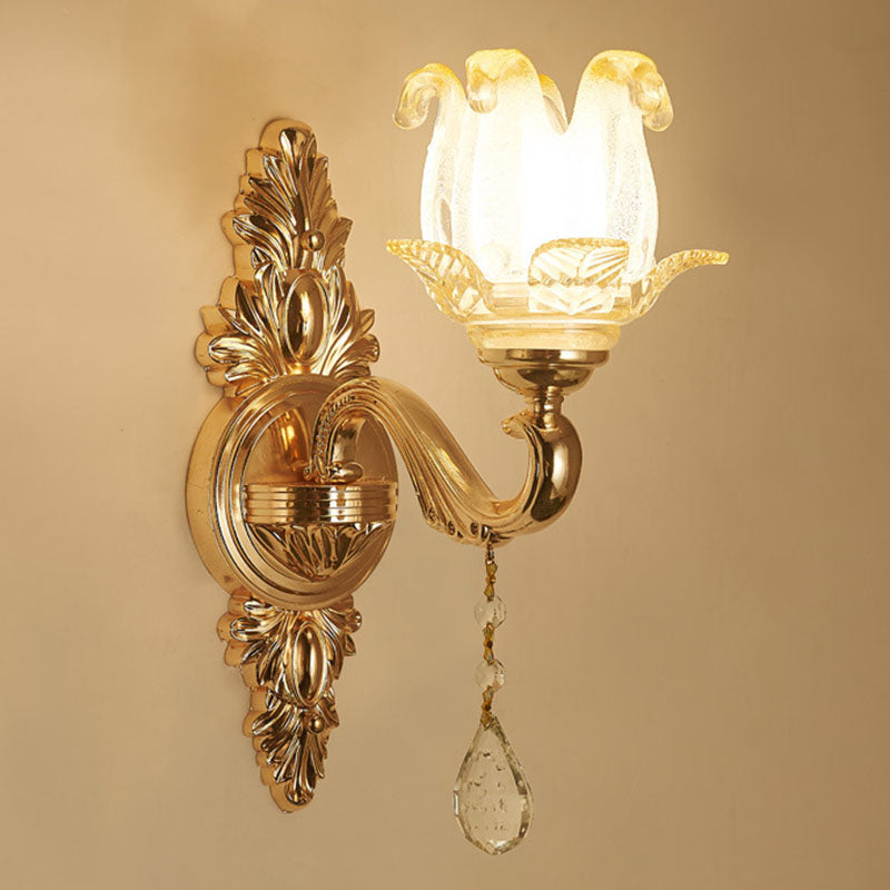 Modernist Gold Wall Sconce With Glass Shade - Elegant Living Room Fixture