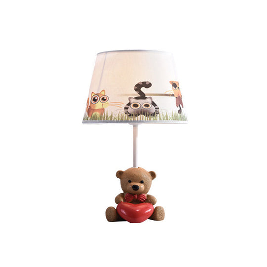 Nordic Empire Shade Table Lamp With Figurine Accent - Ideal For Bedroom Nightstands