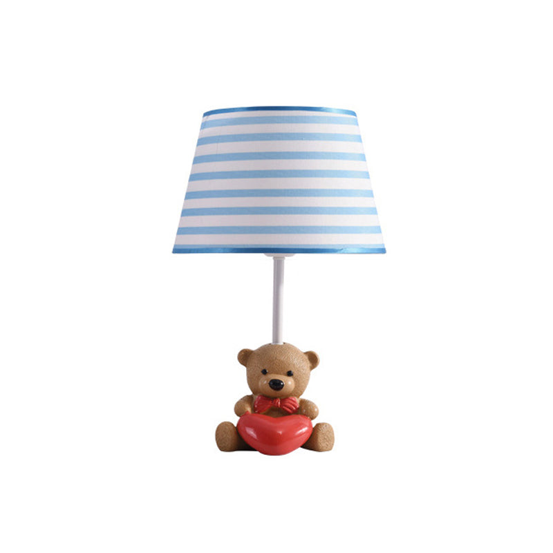 Nordic Empire Shade Table Lamp With Figurine Accent - Ideal For Bedroom Nightstands Blue-White / D