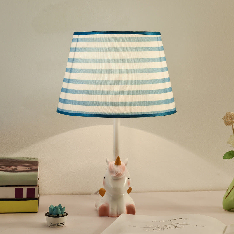 Nordic Empire Shade Table Lamp With Figurine Accent - Ideal For Bedroom Nightstands Blue-White / B