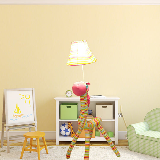 Giraffe Stripe Floor Lamp - 1 Light Multi-Colored Cartoon Design For Living Rooms Pink