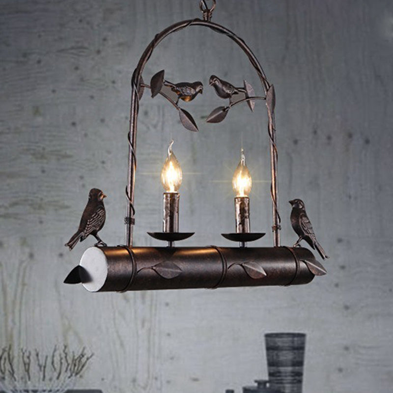 Rustic Cluster Pendant Lamp With Candle Style Lights And Marble Shade Option Rust / Shadeless