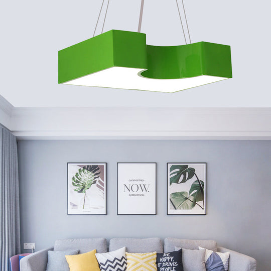 Bright-Colored Led Acrylic Pendant Light - Ideal For Classrooms! Green / White