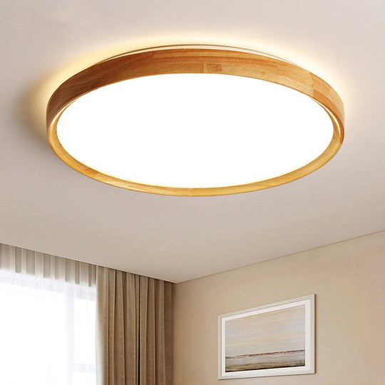 Contemporary Led Flush Mount Wooden Ceiling Light For Living Room