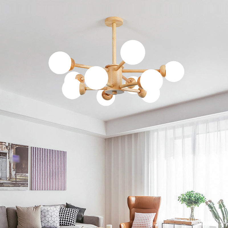 Contemporary Wooden Led Chandelier - Stylish Hanging Ceiling Light For Living Rooms