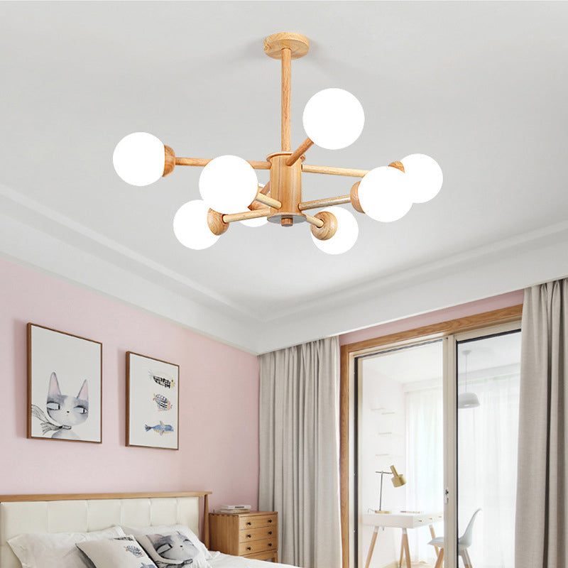 Contemporary LED Wooden Chandelier for Living Room Ceiling