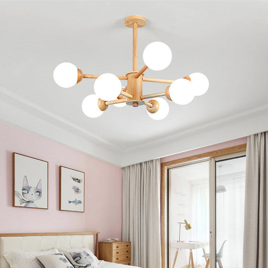 Contemporary Wooden Led Chandelier - Stylish Hanging Ceiling Light For Living Rooms 8 / Wood