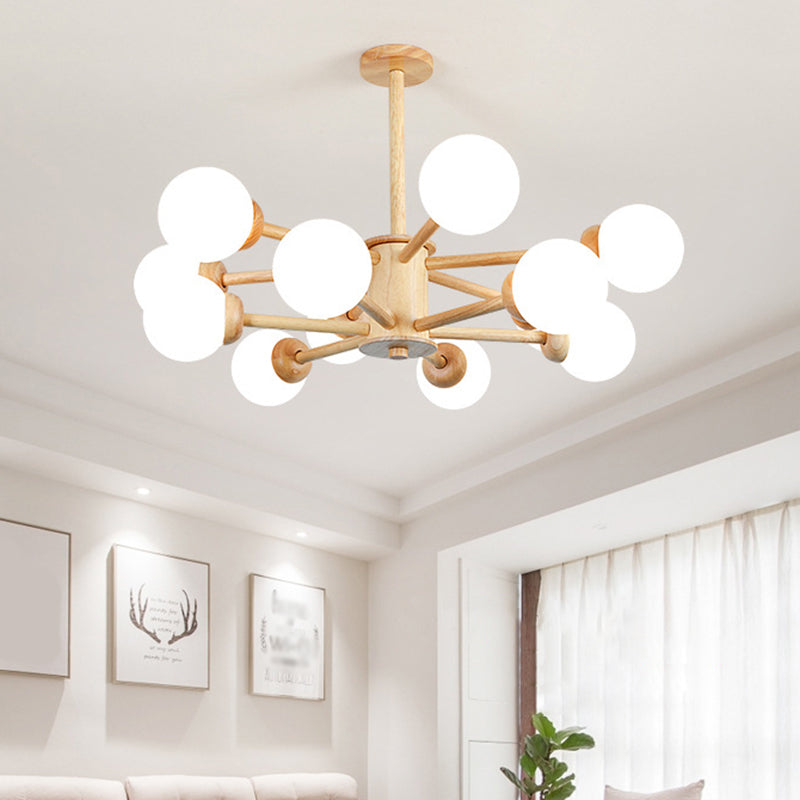 Contemporary LED Wooden Chandelier for Living Room Ceiling
