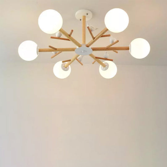 Modern Wooden Led Branch Chandelier Light - Beige Living Room Ceiling Pendant 6 / Wood A
