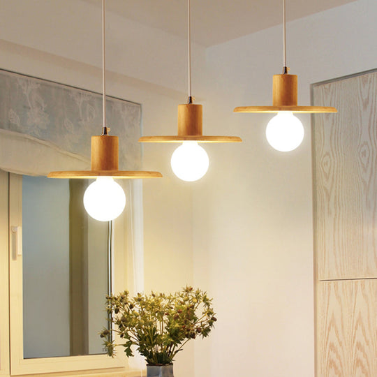 Modern Wooden Chandelier: 3-Bulb Multi Light For Dining Room