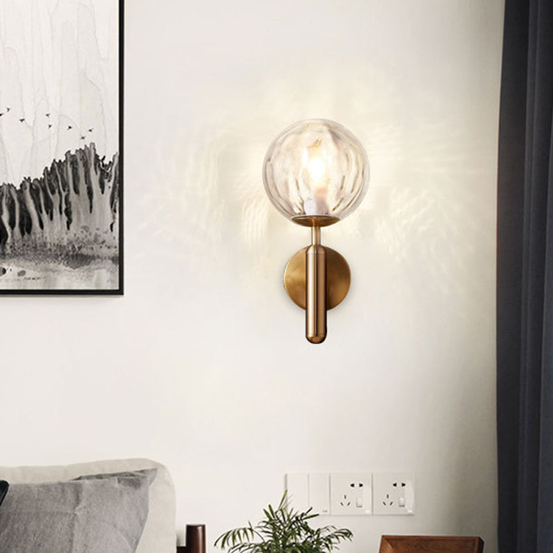 Minimalist Glass Globe Wall Mount Light Fixture For Bedroom Lighting Gold / Clear