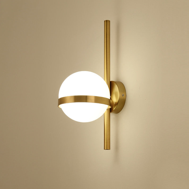 Modern Opal Glass Orb Wall Sconce Lamp - Stylish 1-Bulb Lighting For Living Room Gold / Small
