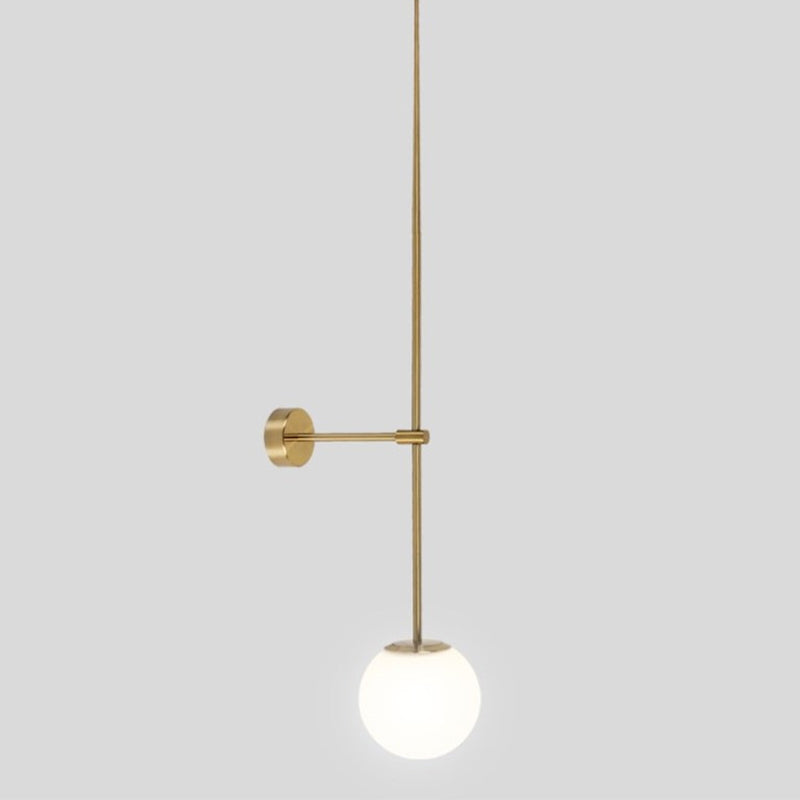 Milky Glass Orb Wall Light Fixture - Simple 1-Light Sconce With Pencil Arm Corridor Lamp Gold /