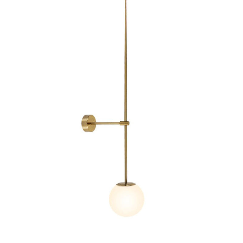 Milky Glass Orb Wall Light Fixture - Simple 1-Light Sconce With Pencil Arm Corridor Lamp