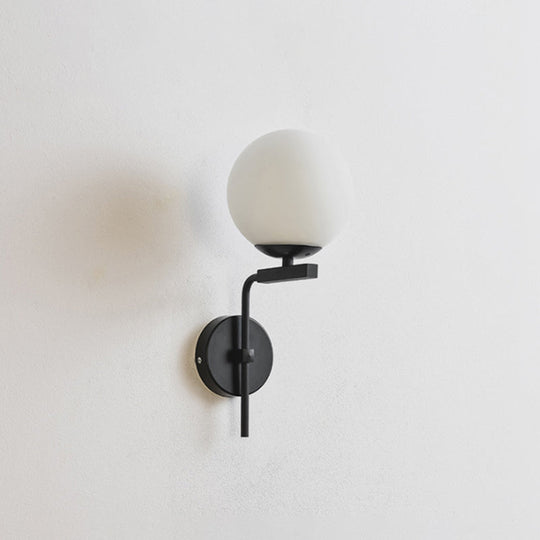 Contemporary Sphere Glass Sconce Light - Bedroom Wall Mount With 1-Bulb