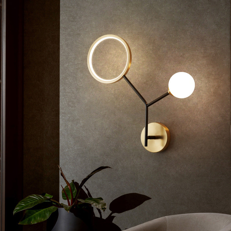Minimalist Cream Glass Led Wall Sconce Lamp For Bedroom Lighting