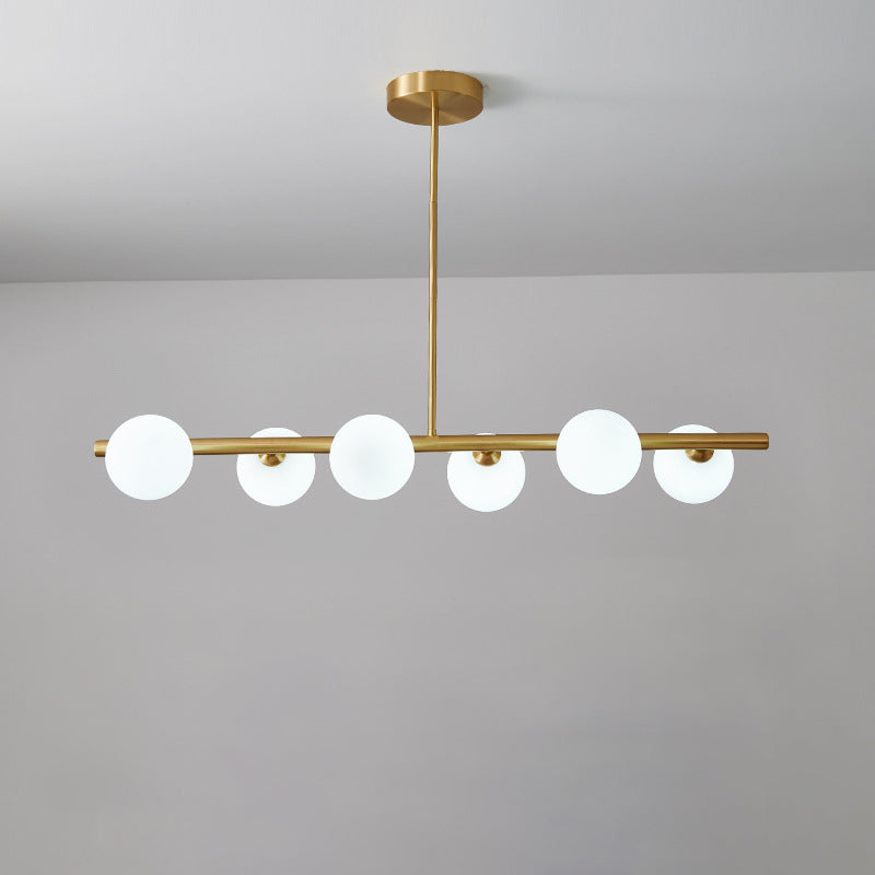 Brass Island Pendant Light Fixture - Simplicity Ball Glass Dining Room Lighting Kit