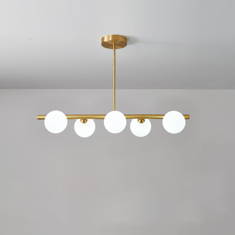 Brass Island Pendant Light Fixture - Simplicity Ball Glass Dining Room Lighting Kit