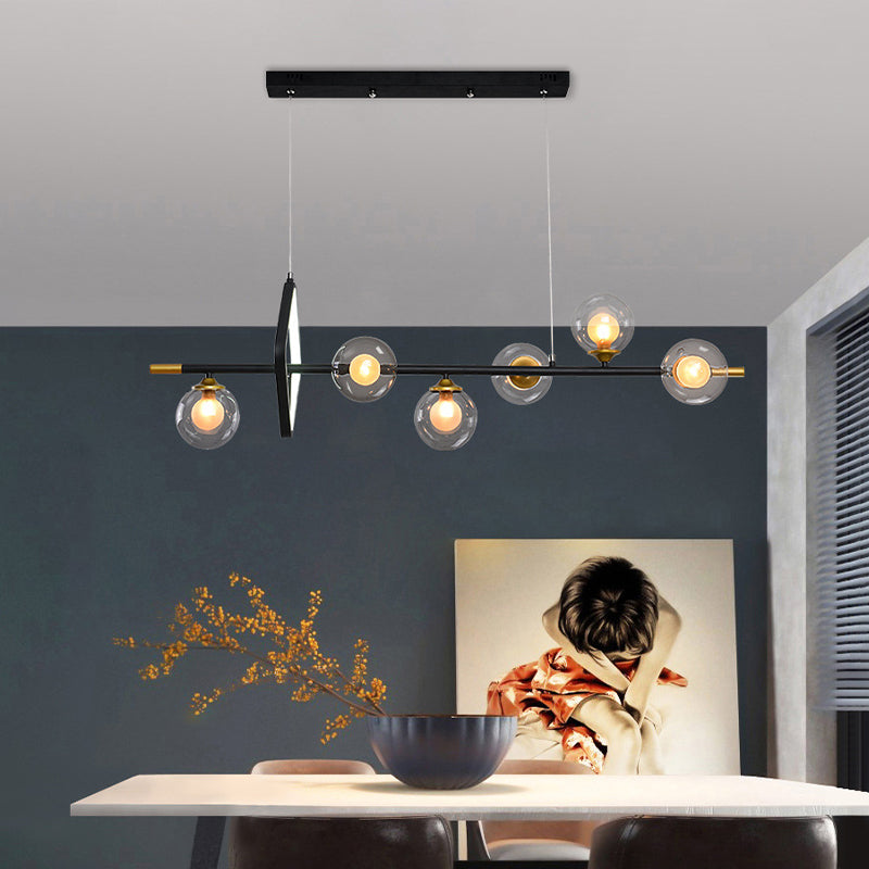 Molecular Dining Room Island Pendant Light - Dual Glass 6-Light Modern Hanging Lamp Kit