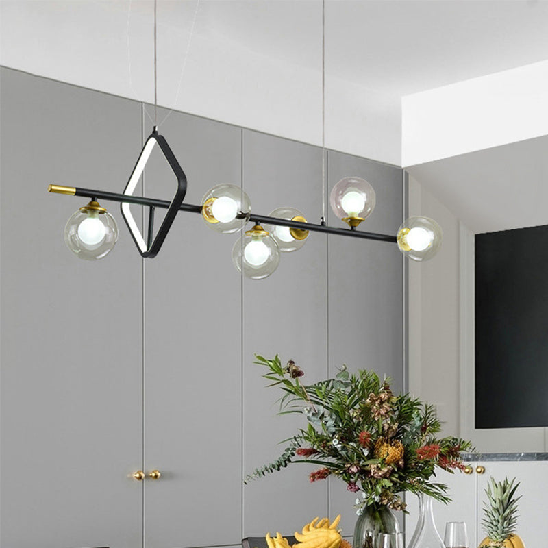 Molecular Dining Room Island Pendant Light - Dual Glass 6-Light Modern Hanging Lamp Kit
