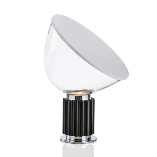 Modern White Glass Radar Table Light With 1-Bulb: Sleek Nightlight For Bedside Lighting Black /