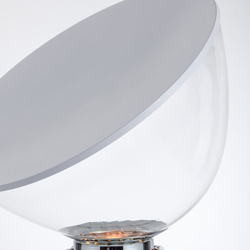 Modern White Glass Radar Table Light With 1-Bulb: Sleek Nightlight For Bedside Lighting