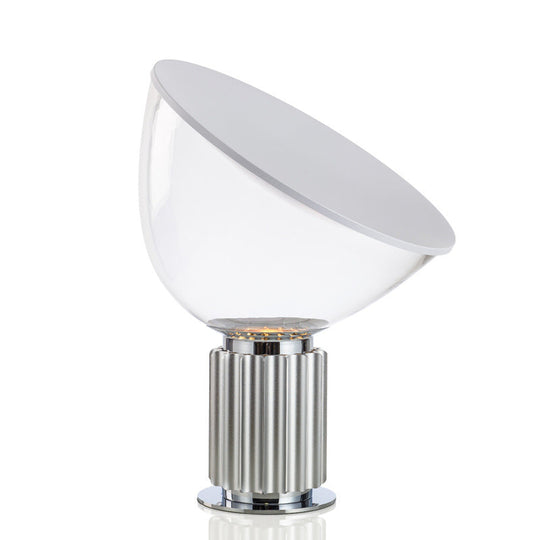 Modern White Glass Radar Table Light With 1-Bulb: Sleek Nightlight For Bedside Lighting Silver /
