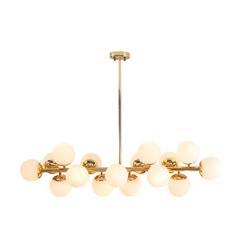 Gold Contemporary Chandelier Cream Glass Pendant Light Fixture For Dining Room