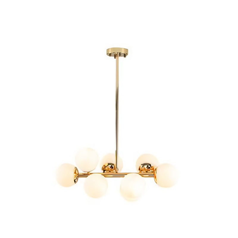 Gold Contemporary Chandelier Cream Glass Pendant Light Fixture For Dining Room 8 /