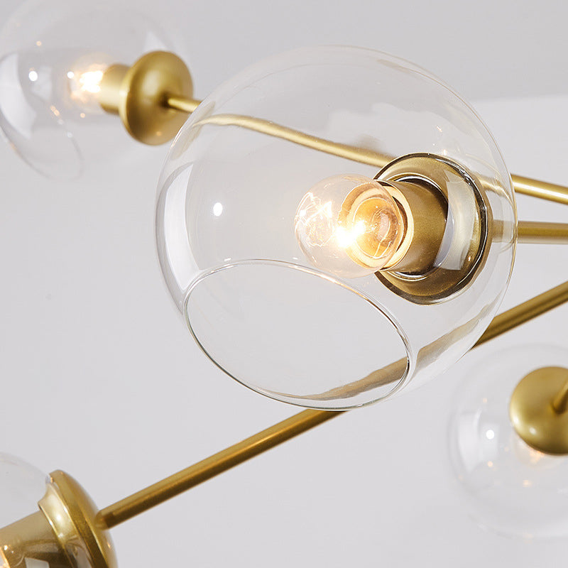 Bubble Clear Glass Chandelier Lamp - Minimalistic Suspension Pendant Light With Sputnik Design (8