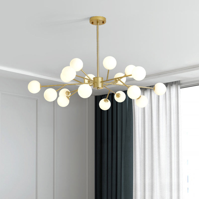 Modern Opal Glass Sphere Pendant Chandelier In Gold For Living Room 18 /