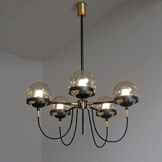 Modern Bubble Drop Glass Pendant Chandelier With Curved Arm - Perfect For Living Room